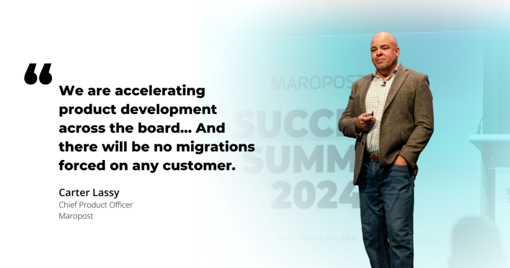 Carter Lassy presenting the 2024 Maropost Success Summit keynote address